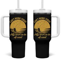 Funny Cant Work Today My Arm Is In A Cast Tumbler With Handle Fly Fishing Fathers Day - Wonder Print Shop