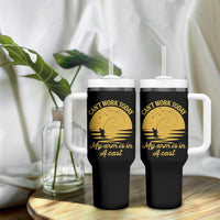 Funny Cant Work Today My Arm Is In A Cast Tumbler With Handle Fly Fishing Fathers Day - Wonder Print Shop