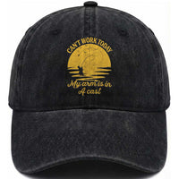 Funny Cant Work Today My Arm Is In A Cast Washed Cotton Baseball Cap Fly Fishing Fathers Day