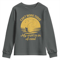 Funny Cant Work Today My Arm Is In A Cast Youth Sweatshirt Fly Fishing Fathers Day - Wonder Print Shop