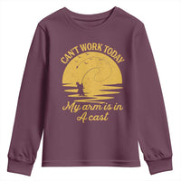 Funny Cant Work Today My Arm Is In A Cast Youth Sweatshirt Fly Fishing Fathers Day - Wonder Print Shop