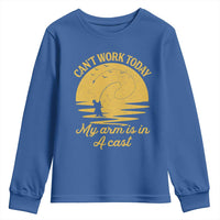 Funny Cant Work Today My Arm Is In A Cast Youth Sweatshirt Fly Fishing Fathers Day - Wonder Print Shop