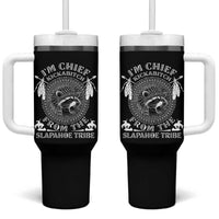 Funny I'm Chief Kickabitch From The Slapahoe Tribe Tumbler With Handle Native American Indigenous Racoon - Wonder Print Shop