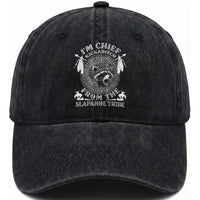 Funny I'm Chief Kickabitch From The Slapahoe Tribe Washed Cotton Baseball Cap Native American Indigenous Racoon
