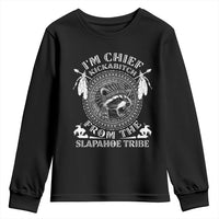 Funny I'm Chief Kickabitch From The Slapahoe Tribe Youth Sweatshirt Native American Indigenous Racoon - Wonder Print Shop