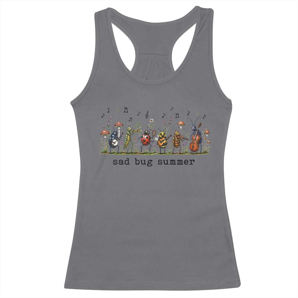 Sad Bug Summer Funny Insect Inspired Indie Aesthetic Racerback Tank Top Folk Pop Music Bugs Lover