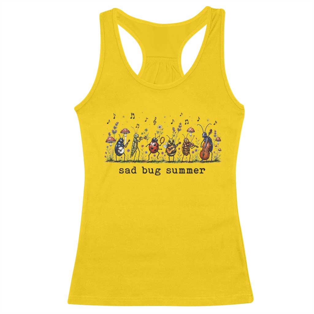 Sad Bug Summer Funny Insect Inspired Indie Aesthetic Racerback Tank Top Folk Pop Music Bugs Lover