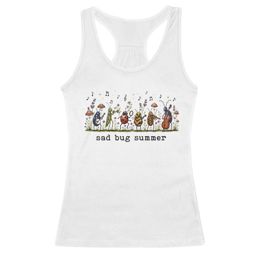 Sad Bug Summer Funny Insect Inspired Indie Aesthetic Racerback Tank Top Folk Pop Music Bugs Lover
