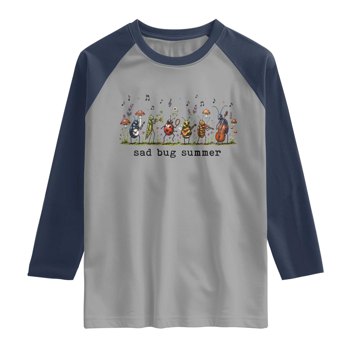 Sad Bug Summer Funny Insect Inspired Indie Aesthetic Raglan Shirt Folk Pop Music Bugs Lover