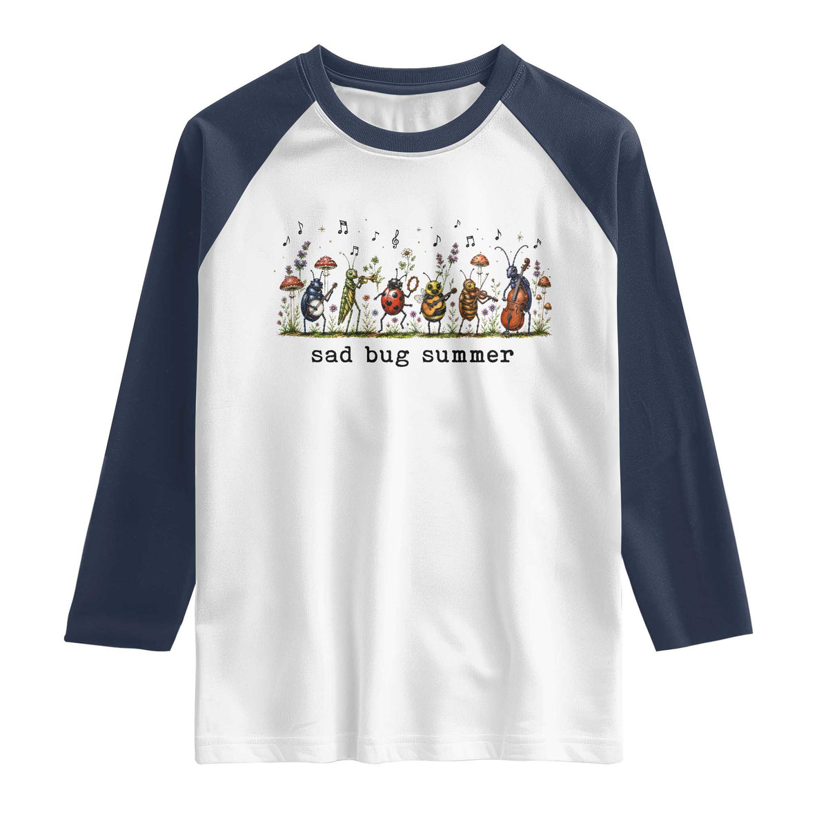 Sad Bug Summer Funny Insect Inspired Indie Aesthetic Raglan Shirt Folk Pop Music Bugs Lover