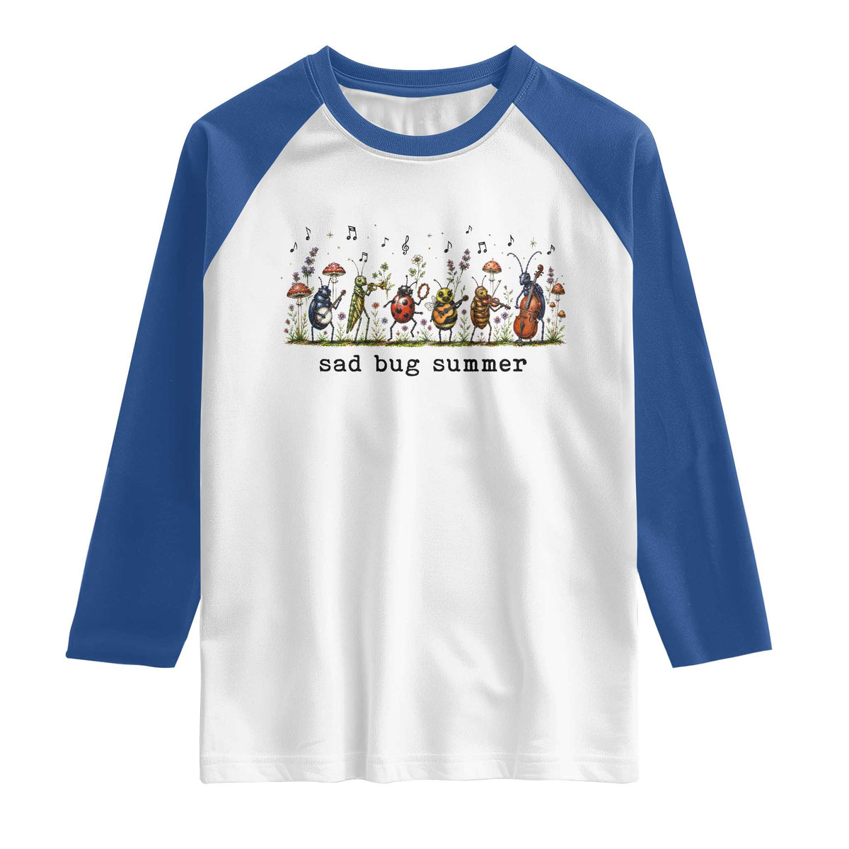 Sad Bug Summer Funny Insect Inspired Indie Aesthetic Raglan Shirt Folk Pop Music Bugs Lover