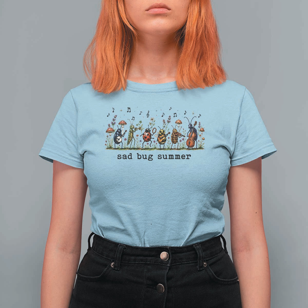 Sad Bug Summer Funny Insect Inspired Indie Aesthetic T Shirt For Women Folk Pop Music Bugs Lover