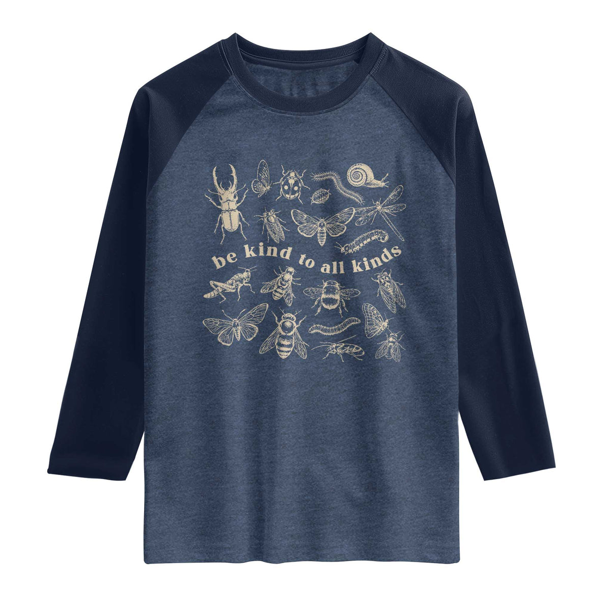 Be Kind To All Kinds Bugs Entomologist Insect Lover Raglan Shirt
