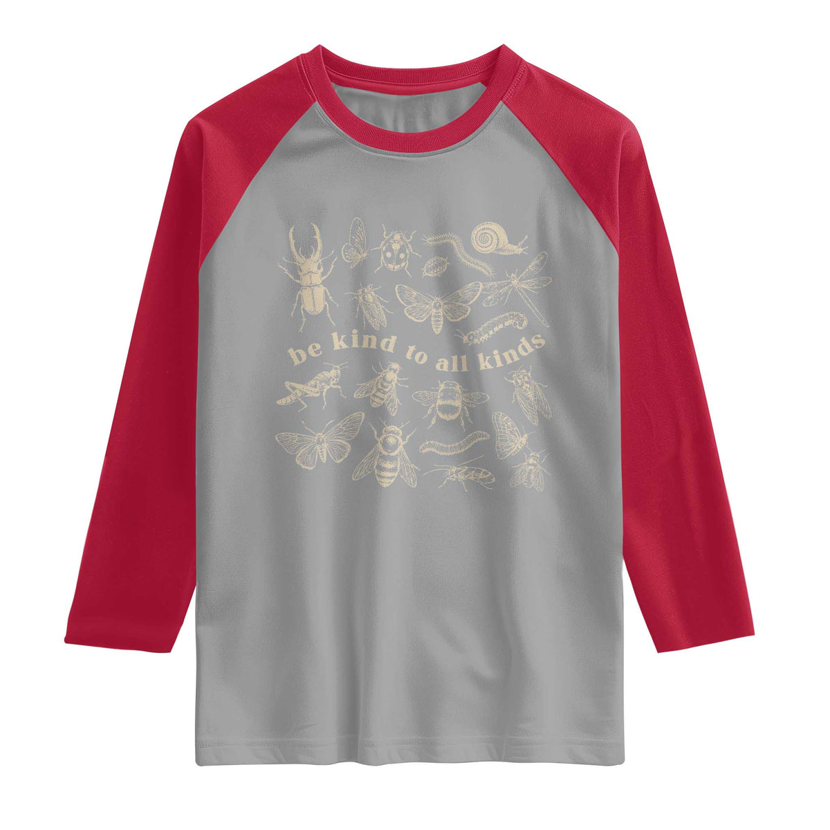 Be Kind To All Kinds Bugs Entomologist Insect Lover Raglan Shirt