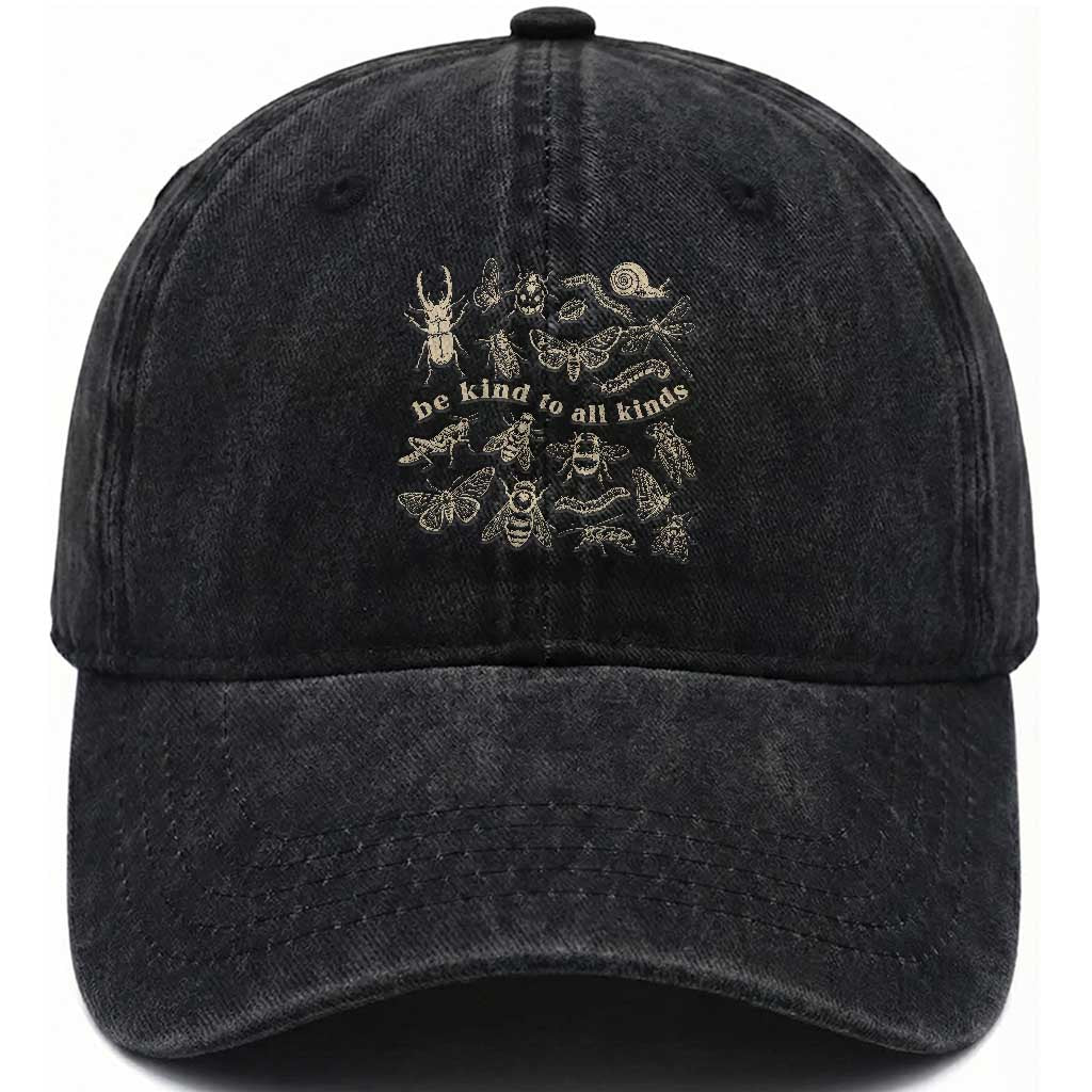 Be Kind To All Kinds Bugs Entomologist Insect Lover Washed Cotton Baseball Cap