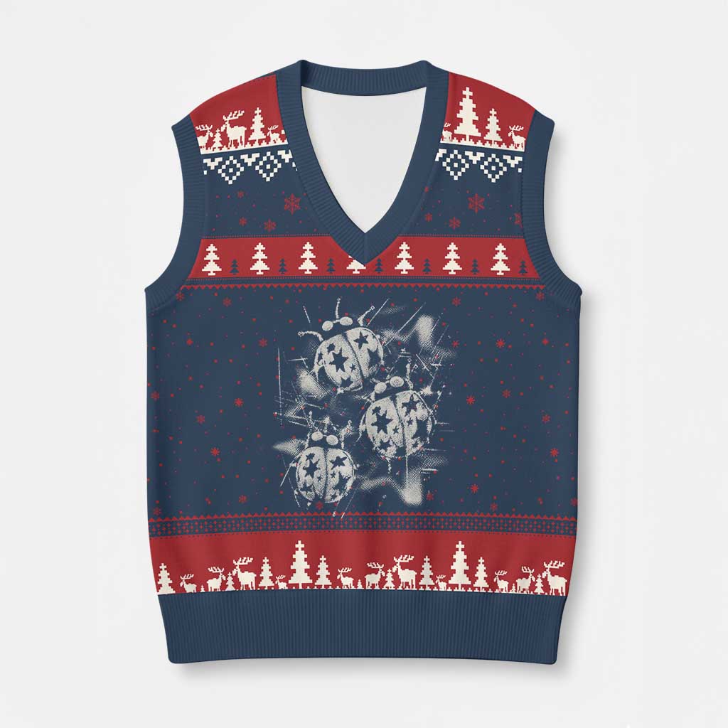 Ladybug Y2k Grunge 2000s Alt 90s Vintage Star Dots Teen V-Neck Knit Sweater Vest