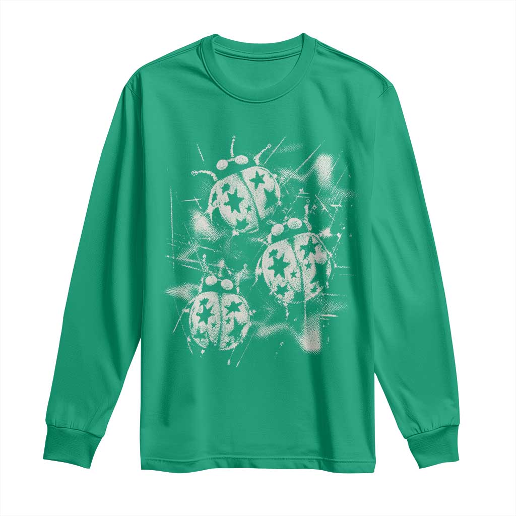 Ladybug Y2k Grunge 2000s Alt 90s Vintage Star Dots Teen Long Sleeve Shirt