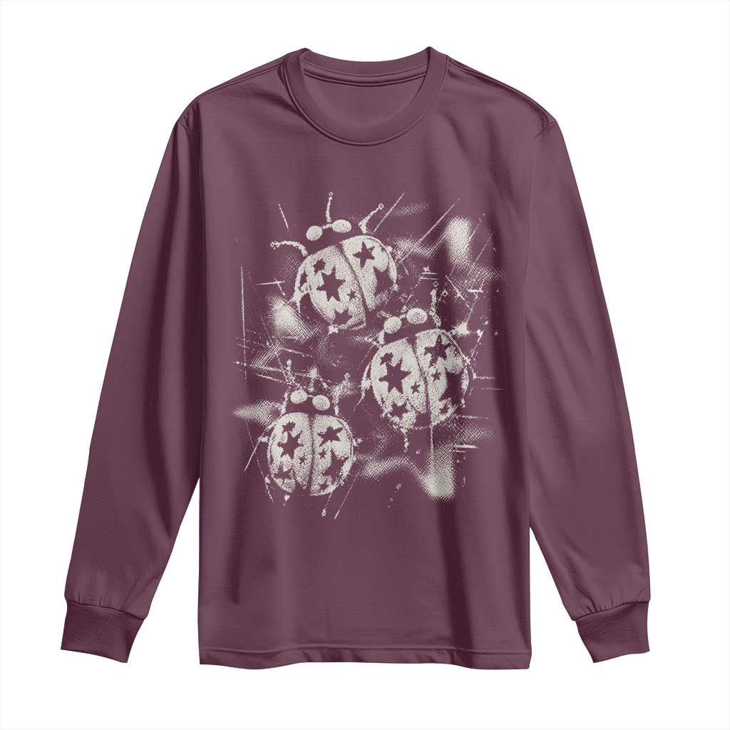 Ladybug Y2k Grunge 2000s Alt 90s Vintage Star Dots Teen Long Sleeve Shirt