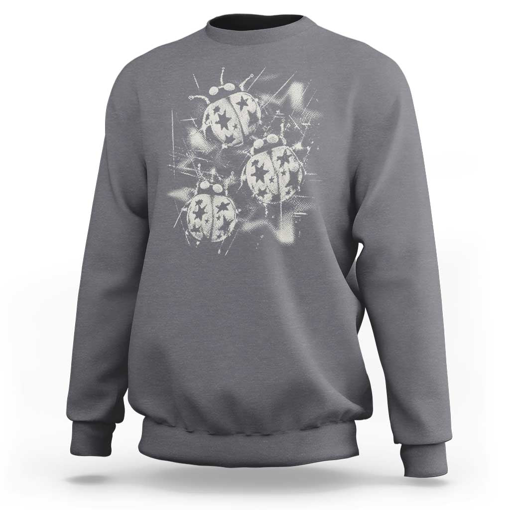 Ladybug Y2k Grunge 2000s Alt 90s Vintage Star Dots Teen Sweatshirt
