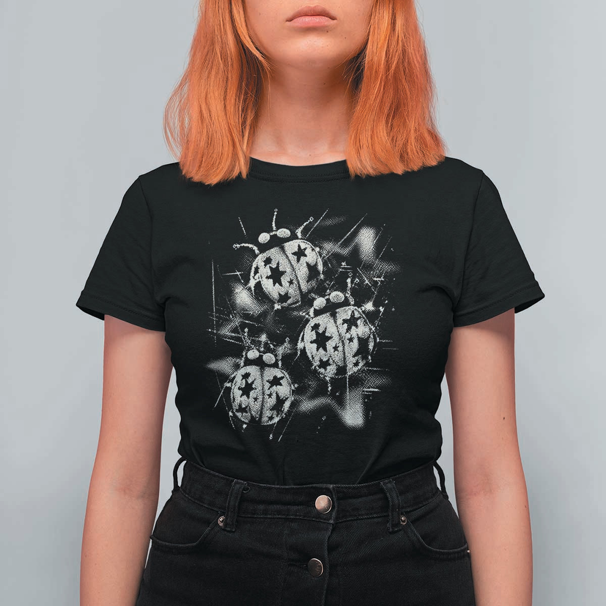 Ladybug Y2k Grunge 2000s Alt 90s Vintage Star Dots Teen T Shirt For Women