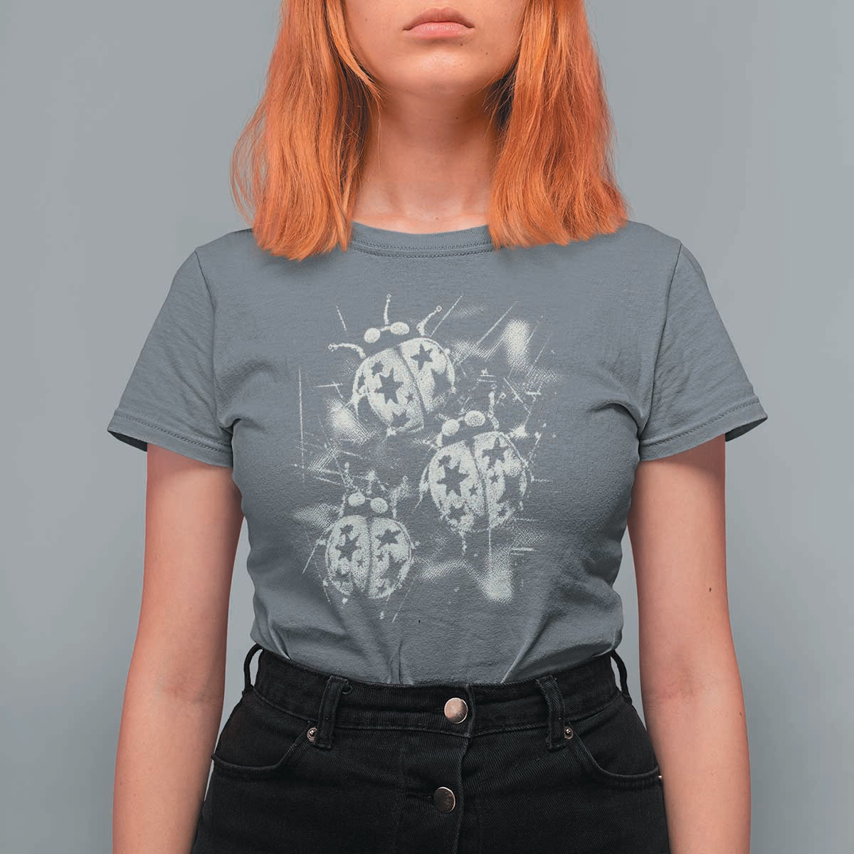 Ladybug Y2k Grunge 2000s Alt 90s Vintage Star Dots Teen T Shirt For Women