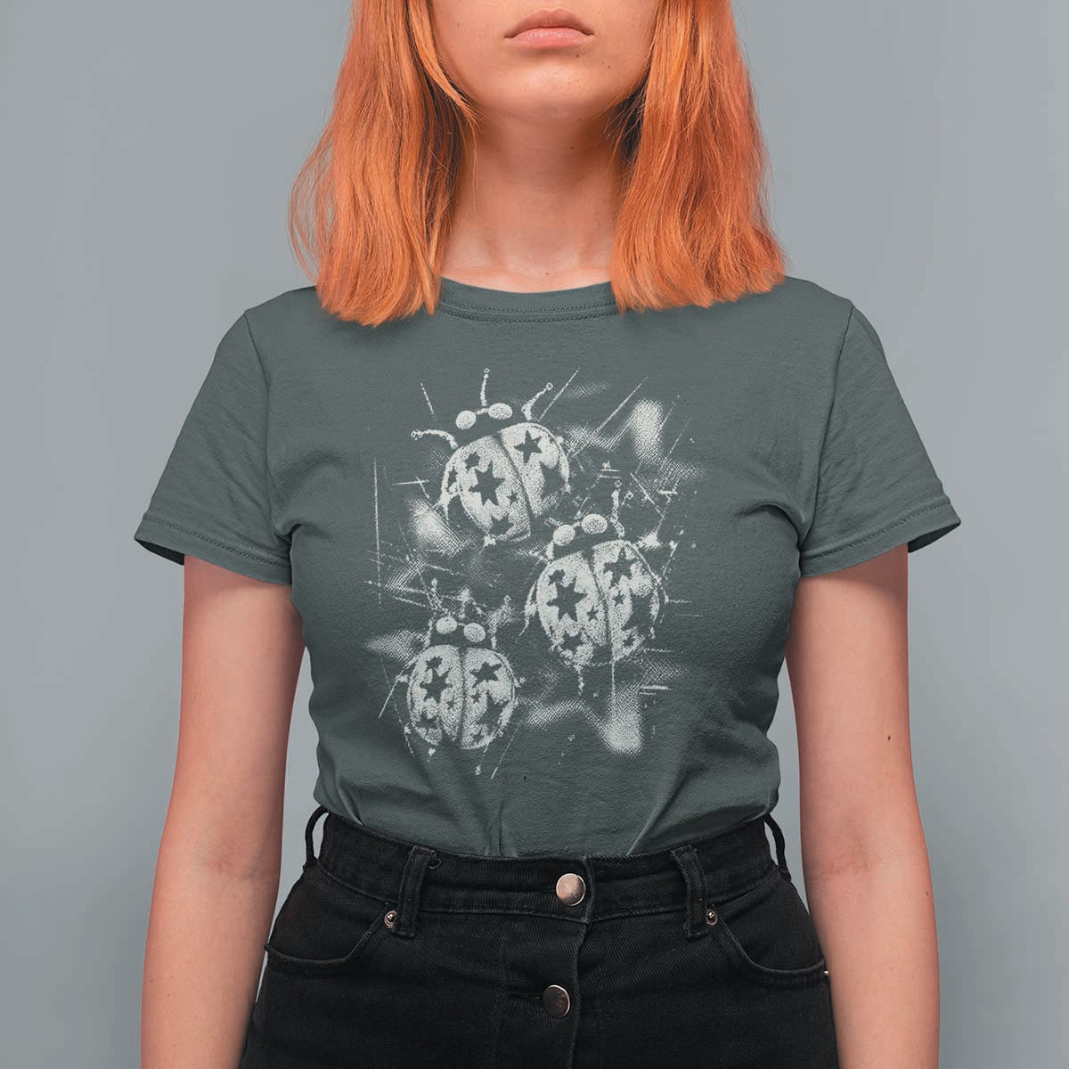 Ladybug Y2k Grunge 2000s Alt 90s Vintage Star Dots Teen T Shirt For Women