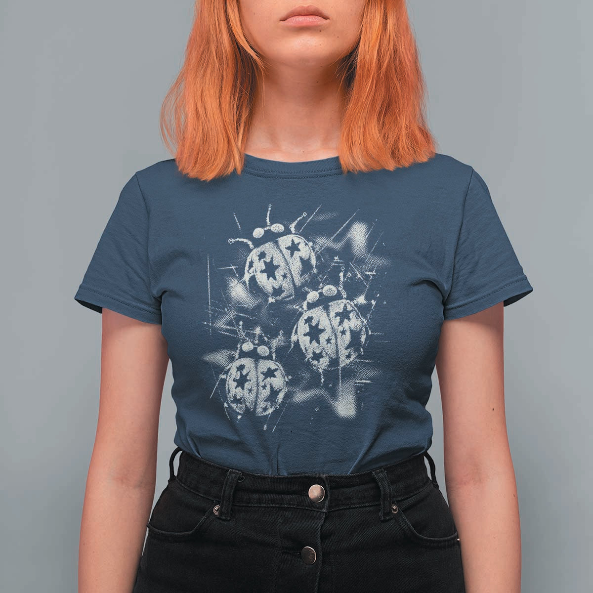 Ladybug Y2k Grunge 2000s Alt 90s Vintage Star Dots Teen T Shirt For Women