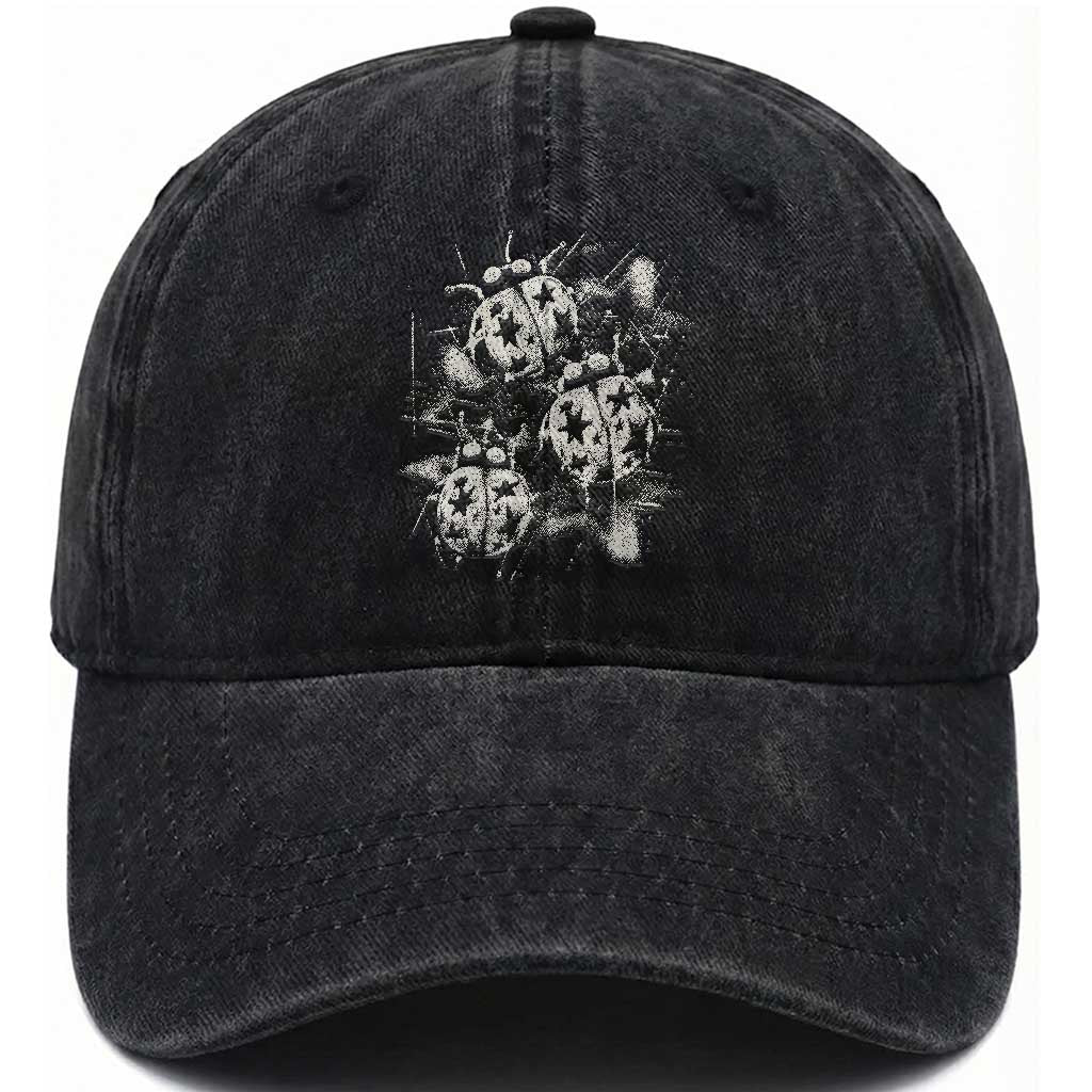 Ladybug Y2k Grunge 2000s Alt 90s Vintage Star Dots Teen Washed Cotton Baseball Cap
