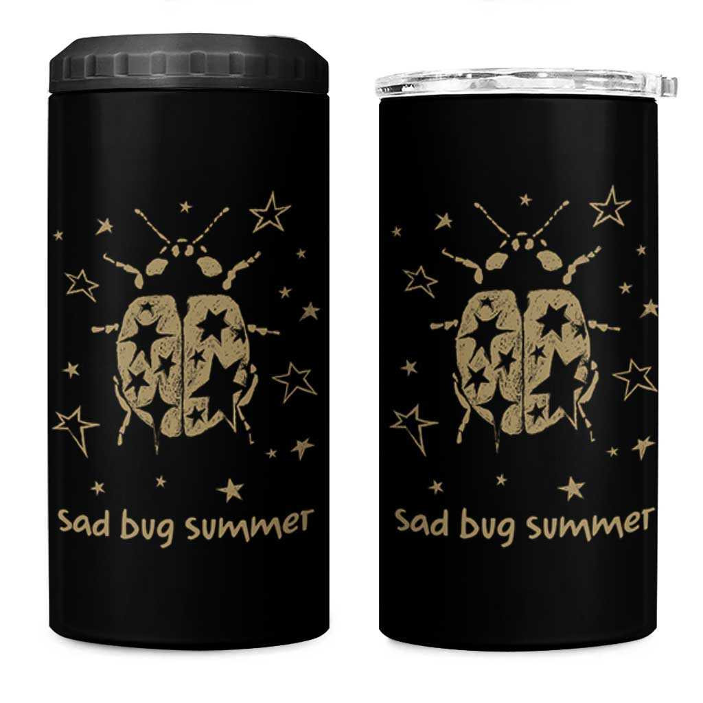 Sad Bug Summer Y2k Ladybug Grunge 2000s Vintage 4 in 1 Can Cooler Tumbler Folk Music Bugs Lover