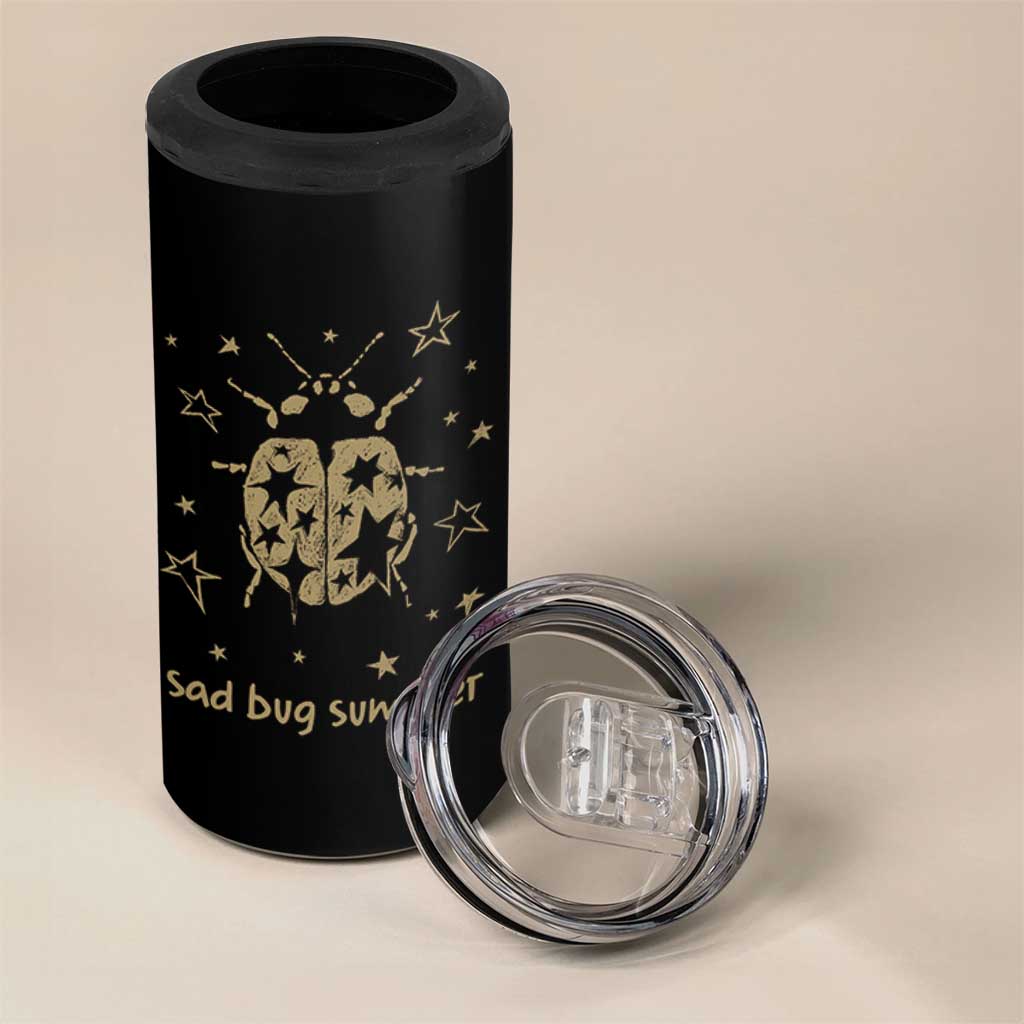 Sad Bug Summer Y2k Ladybug Grunge 2000s Vintage 4 in 1 Can Cooler Tumbler Folk Music Bugs Lover