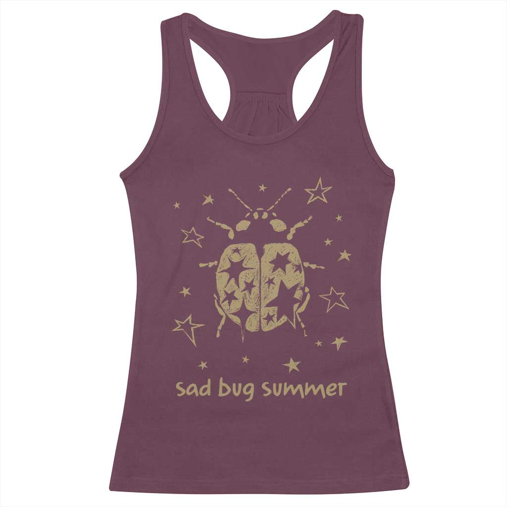 Sad Bug Summer Y2k Ladybug Grunge 2000s Vintage Racerback Tank Top Folk Music Bugs Lover