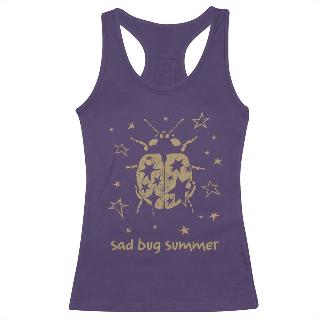 Sad Bug Summer Y2k Ladybug Grunge 2000s Vintage Racerback Tank Top Folk Music Bugs Lover
