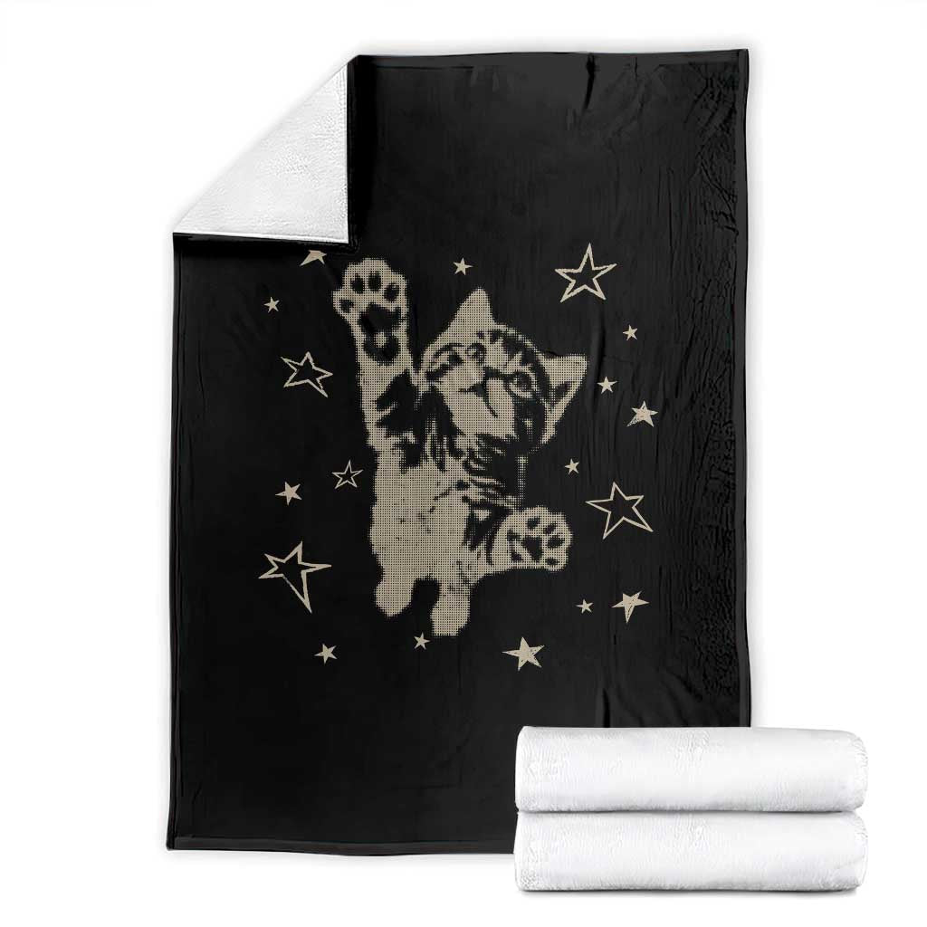 90s Y2k Cat Jumping Stars 2000s Grunge Vintage Graphic Throw Blanket