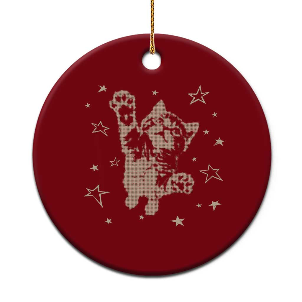 90s Y2k Cat Jumping Stars 2000s Grunge Vintage Graphic Ceramic Ornament