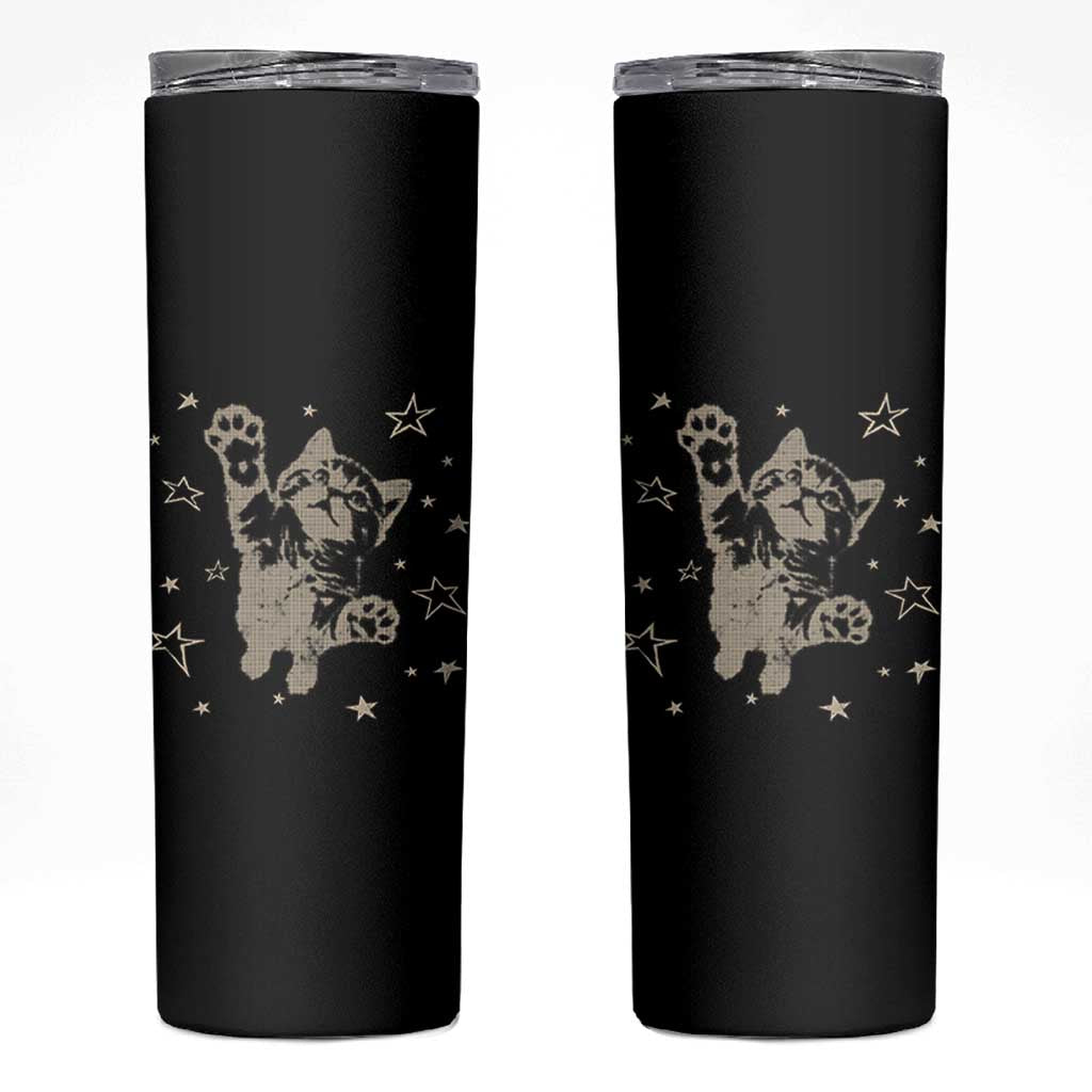 90s Y2k Cat Jumping Stars 2000s Grunge Vintage Graphic Skinny Tumbler