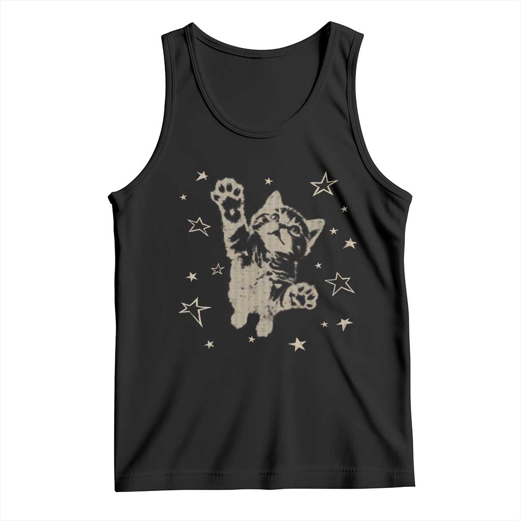 90s Y2k Cat Jumping Stars 2000s Grunge Vintage Graphic Tank Top