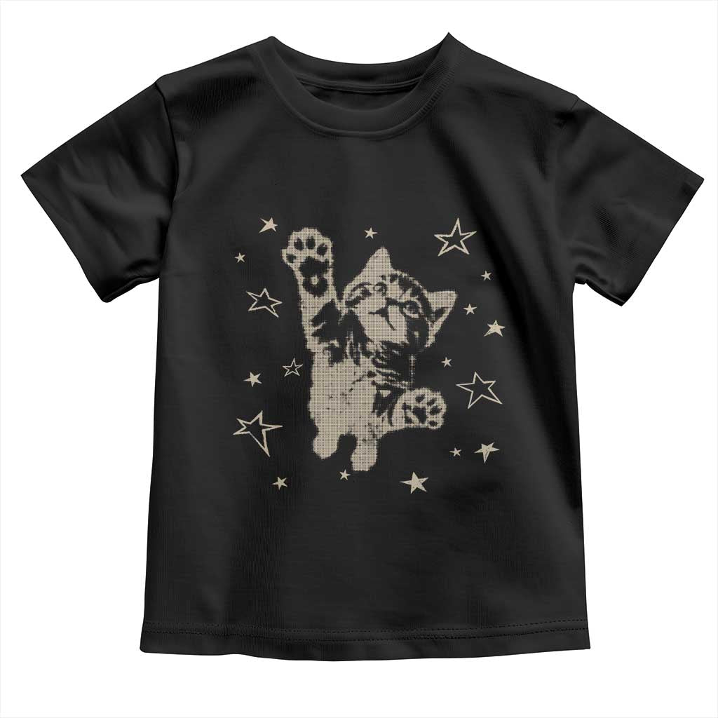 90s Y2k Cat Jumping Stars 2000s Grunge Vintage Graphic Toddler T Shirt