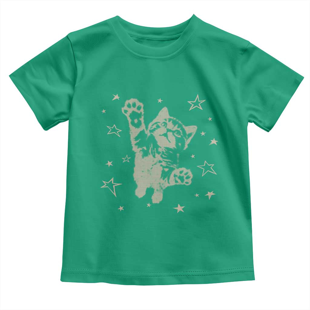 90s Y2k Cat Jumping Stars 2000s Grunge Vintage Graphic Toddler T Shirt