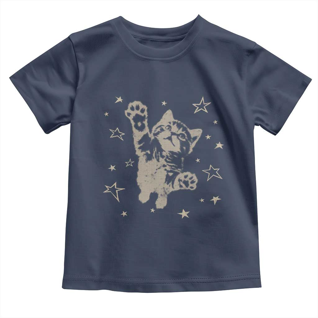 90s Y2k Cat Jumping Stars 2000s Grunge Vintage Graphic Toddler T Shirt