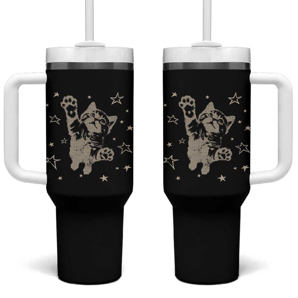 90s Y2k Cat Jumping Stars 2000s Grunge Vintage Graphic Tumbler With Handle
