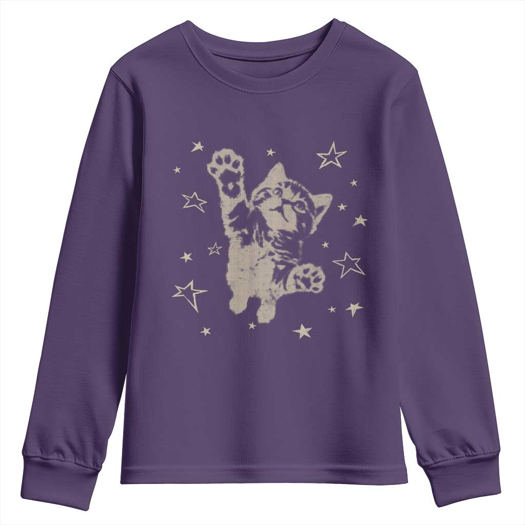 90s Y2k Cat Jumping Stars 2000s Grunge Vintage Graphic Youth Sweatshirt