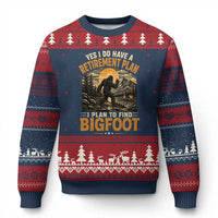 Yes I Do Have A Retirement Plan I Plan To Find Bigfoot Ugly Christmas Sweater Funny Retired Bigfoot Hunter Retro Forest