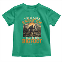 Yes I Do Have A Retirement Plan I Plan To Find Bigfoot Toddler T Shirt Funny Retired Bigfoot Hunter Retro Forest
