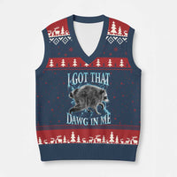 Funny Jimothy The Raccoon V-Neck Knit Sweater Vest I Got That Dawg In Me Bootleg Art