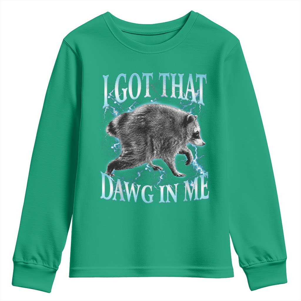 Funny Jimothy The Raccoon Youth Sweatshirt I Got That Dawg In Me Bootleg Art