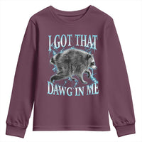 Funny Jimothy The Raccoon Youth Sweatshirt I Got That Dawg In Me Bootleg Art