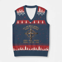 All My Role Models Went To Prison Jesus V-Neck Knit Sweater Vest Funny Christian Paul Joseph Daniel Peter John