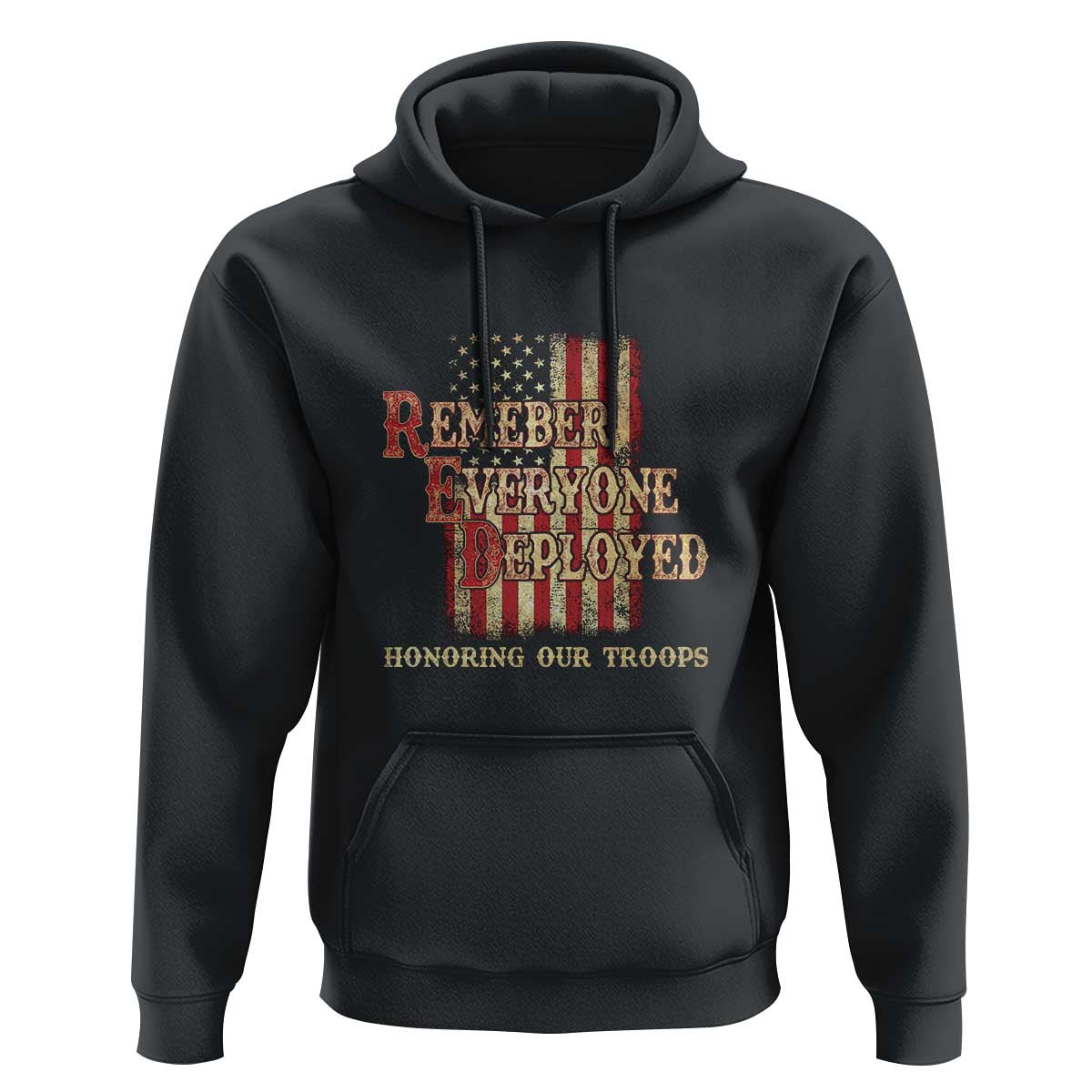 Red Friday Hoodie RED Remember Everyone Deployed Honoring Our Troops Military Vintage USA Flag - Wonder Print Shop