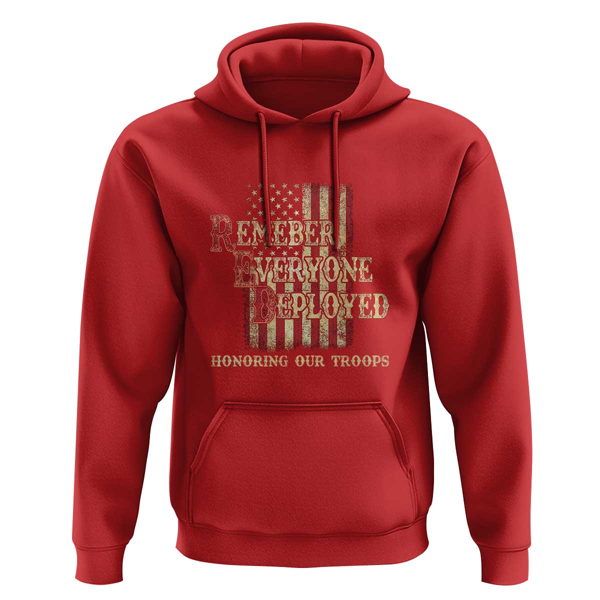 Red Friday Hoodie RED Remember Everyone Deployed Honoring Our Troops Military Vintage USA Flag - Wonder Print Shop