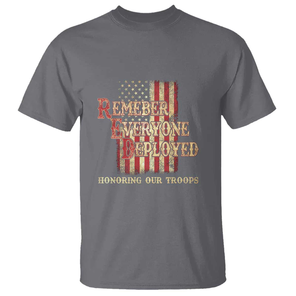 Red Friday T Shirt RED Remember Everyone Deployed Honoring Our Troops Military Vintage USA Flag - Wonder Print Shop